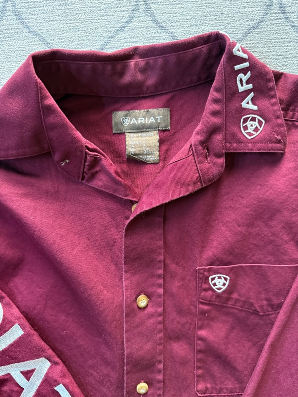 Ariat Burgundy Button-Down Work Shirt with Embroidered Logo